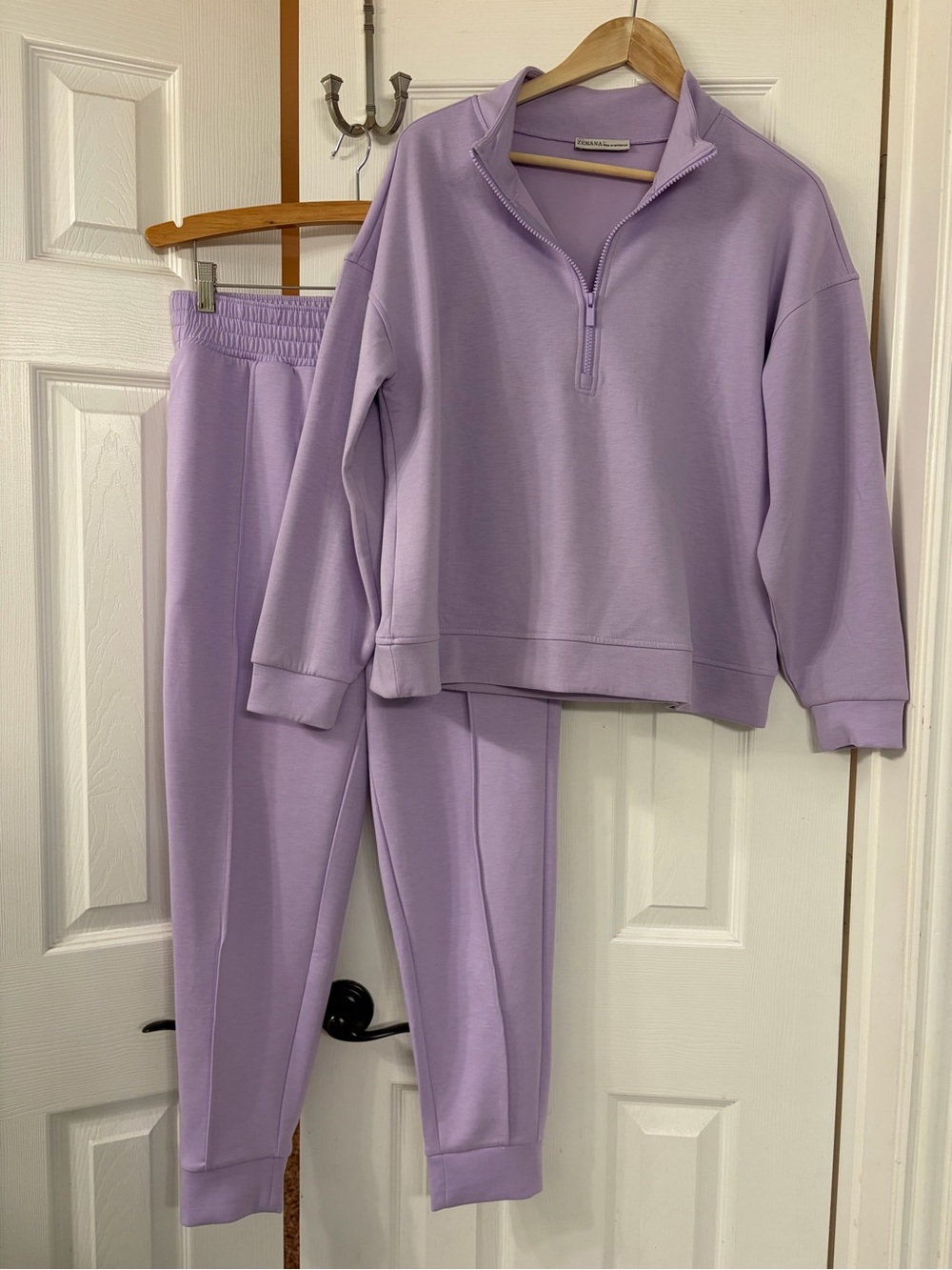 Zenana Lavender Lounge Set - Half-Zip Top & Joggers
